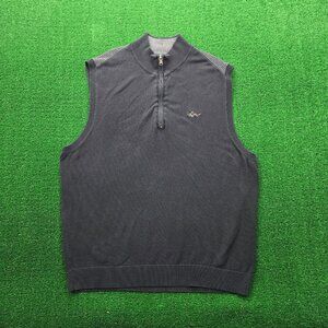 Greg Norman Sweater Vest Mens‎ Large Black Pullover Sleeveless Golf 1/4 Zip